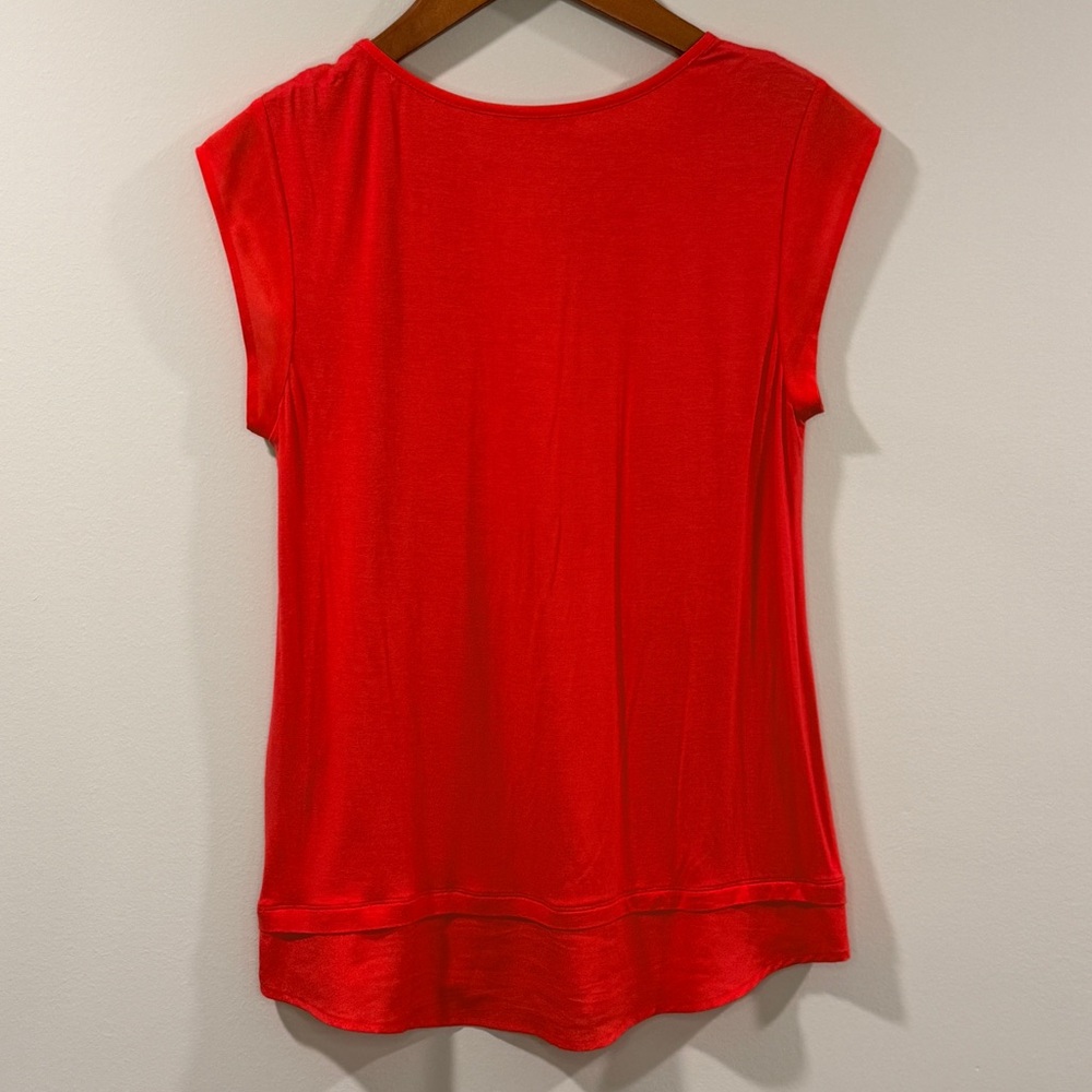 Calvin Klein Women's Coral Short Sleeve Tee with Chiffon Accents Size S - Picture 4 of 12